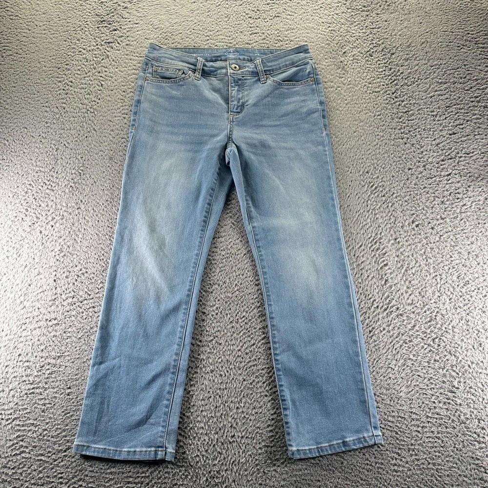 St. John's Bay Jeans Womens 4P Blue Cotton Denim Straight Faded Stretch Workwear